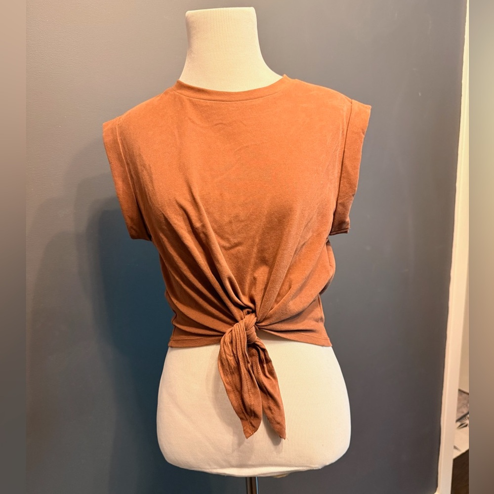 Cider Terracotta Tie-Front Muscle Tee